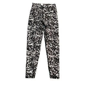 Fabletics PowerHold High-Waisted 7/8 Legging Black, White, Tan, Grey Circles. XS